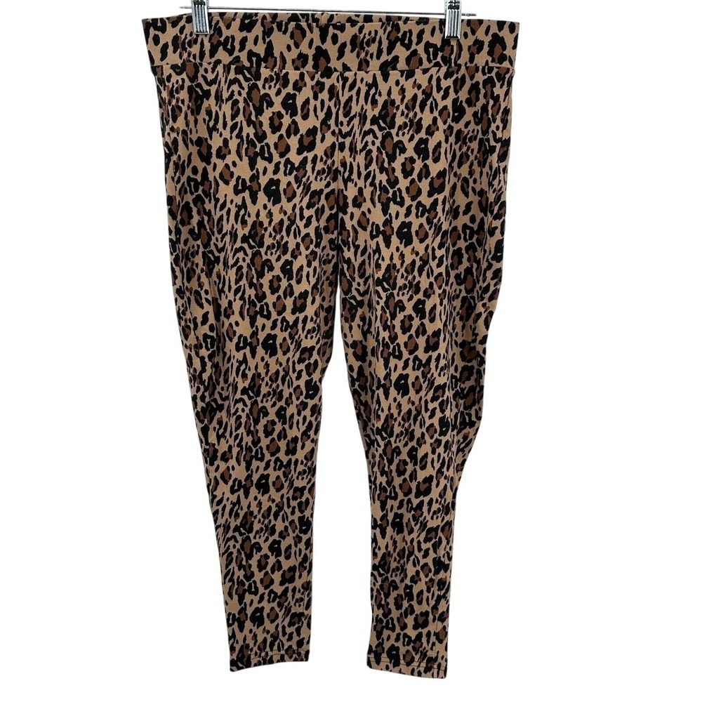 Torrid Womens Plus Size 2X Leopard Print Leggings Brown Black Cropped Mob Wife